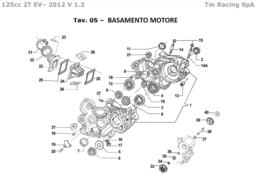 2T 125cc MX/EN 2012 - MOTORE - BASAMENTO+POMPA ACQUA
