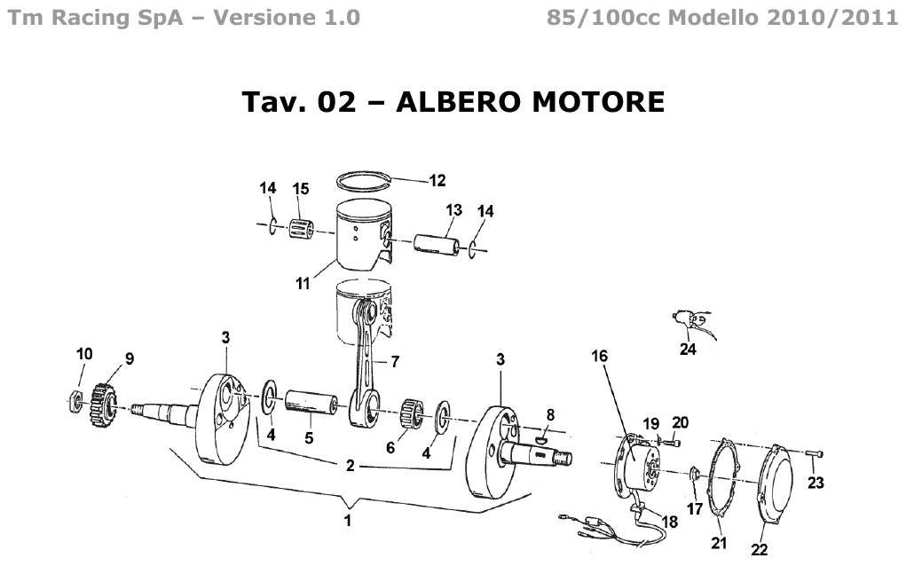 2T 85/100 MX JUNIOR 2010/2011/2012 - MOTOR - ÁRBOL DE MOTOR-PISTÓN-ENCENDIDO