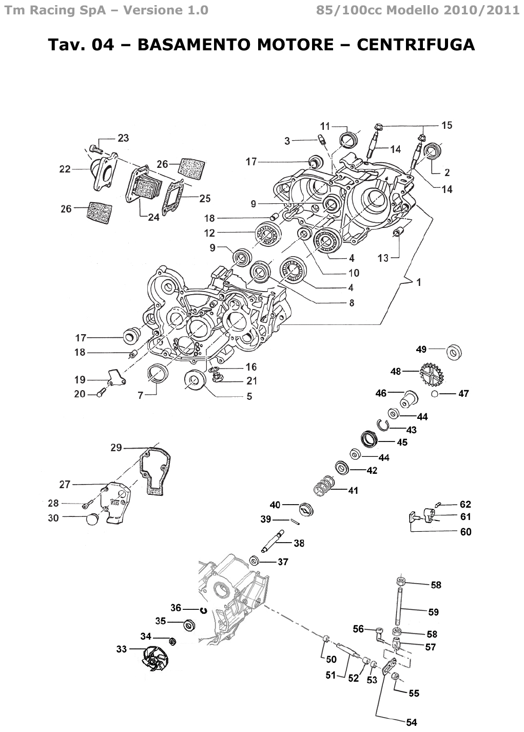 2T 85/100 MX JUNIOR 2010/2011/2012 - MOTOR - CÁRTER-CENTRÍFUGA