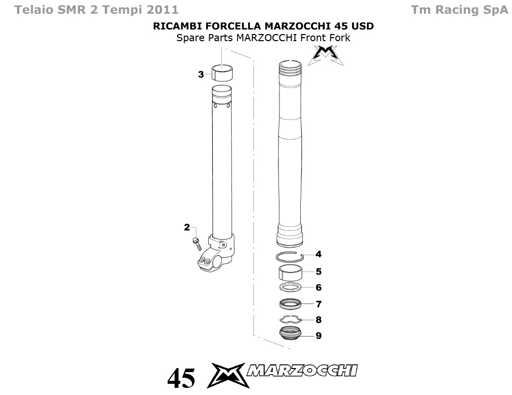 2T 125/250/300 SMR FROM 2008 TO 2011 - FRAME -  MARZOCCHI FORK 45