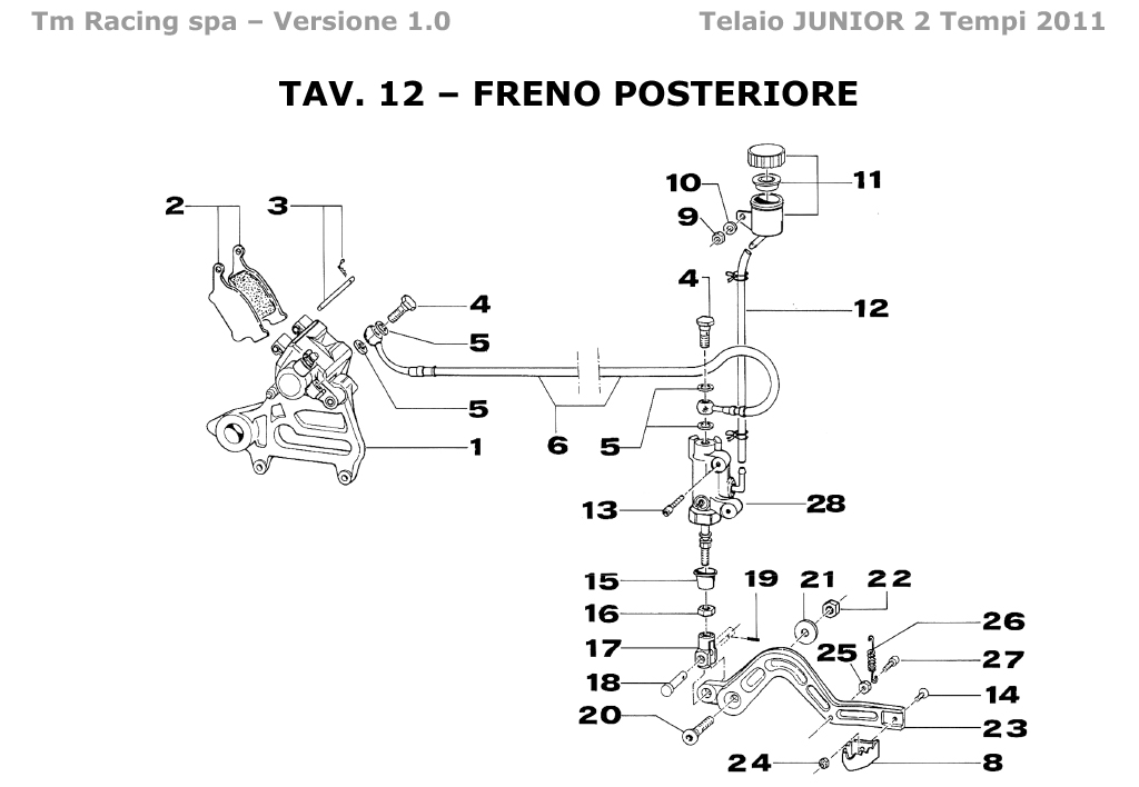 2T 80/85/100 MX JUNIOR 2011/2012 - BASTIDOR - FRENO TRASERO