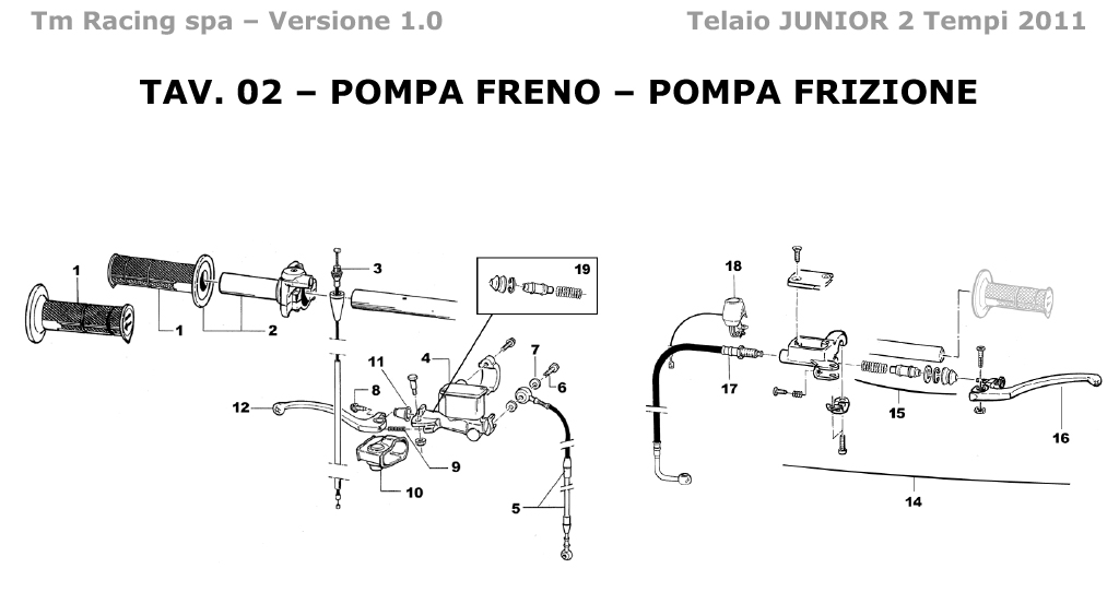 2T 80/85/100 MX JUNIOR 2011/2012 - FRAME - BRAKE PUMP-CLUTCH PUMP