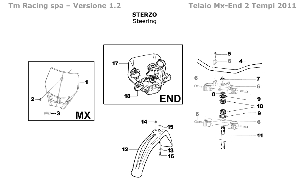 2T 85/125/144/250/300 MX/EN/JUNIOR 2012 - TELAIO - STERZO