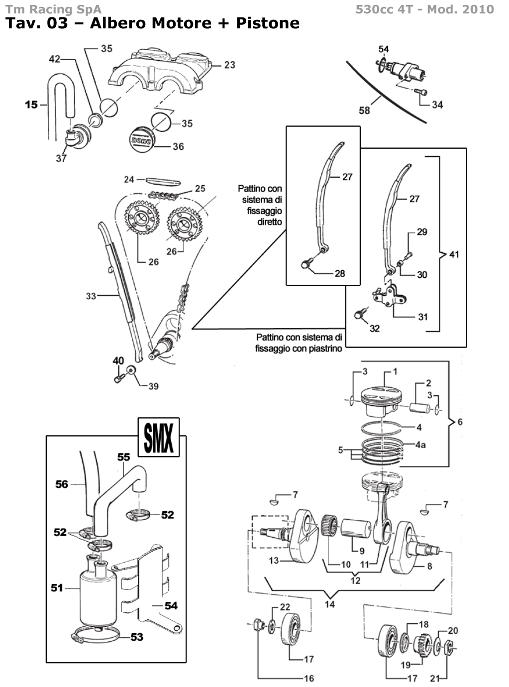 4T 530 FI EN/MX/SMX/SMR/SMM 2010 - MOTOR - ÁRBOL DE COLUMNA Y PISTÓN