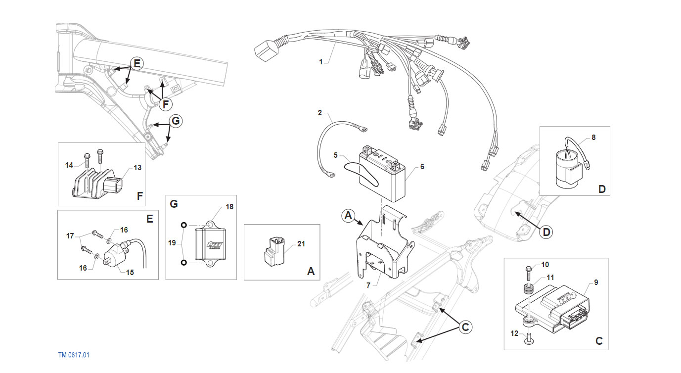 2T 125 FI SMR FROM 2023 TO 2025 - FRAME EURO 4 AND 5 - CABLES HARNESSES