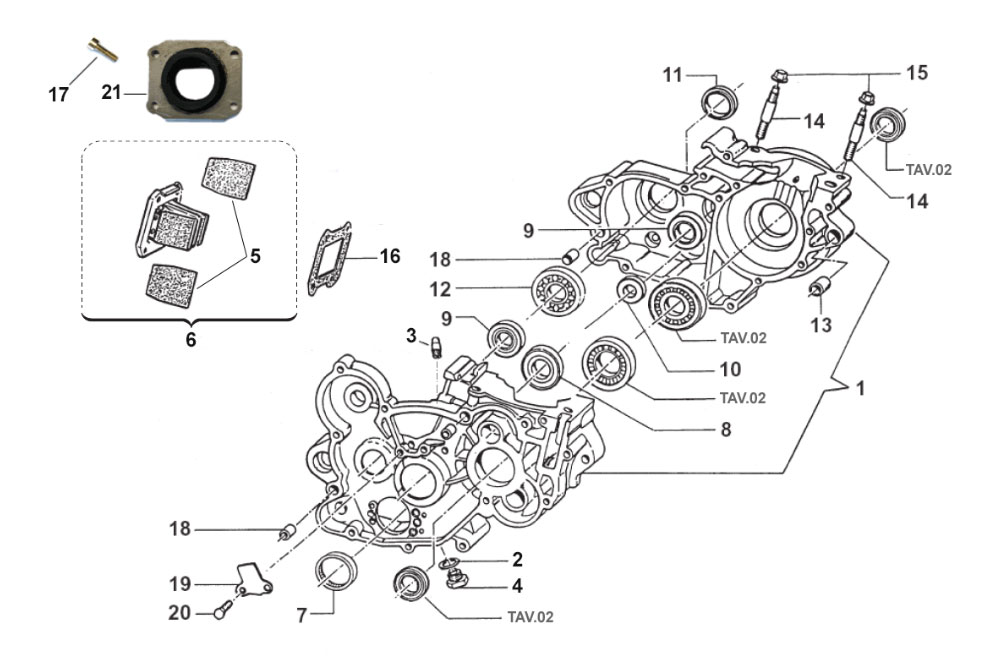 2T 100 MX JUNIOR 2018 - MOTORE - BASAMENTO E PACCO LAMELLARE