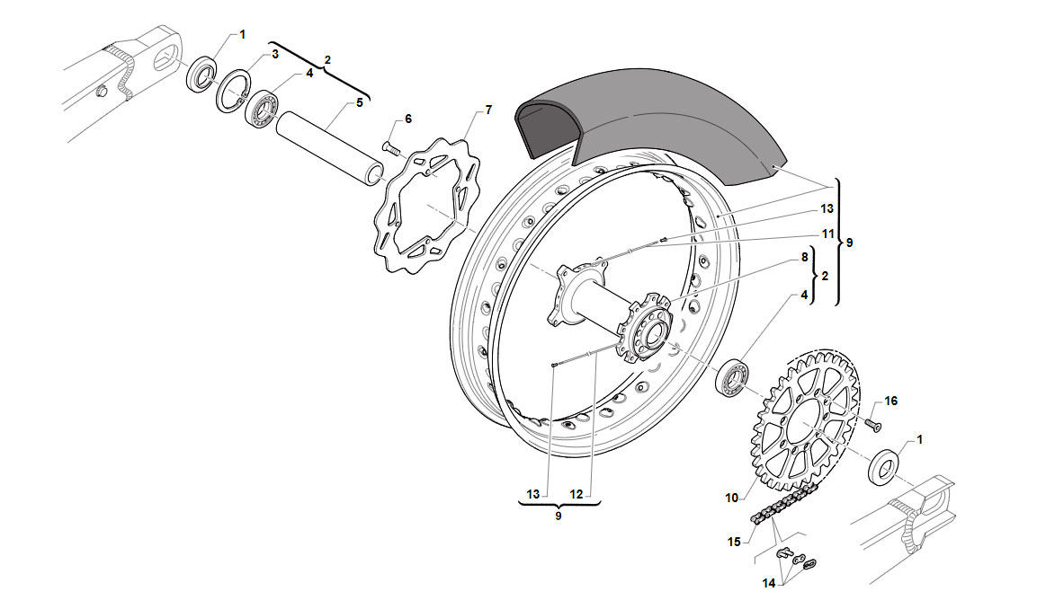 2T 85/100/112 SMX JUNIOR FROM 2019 TO 2026 - FRAME - REAR WHEEL