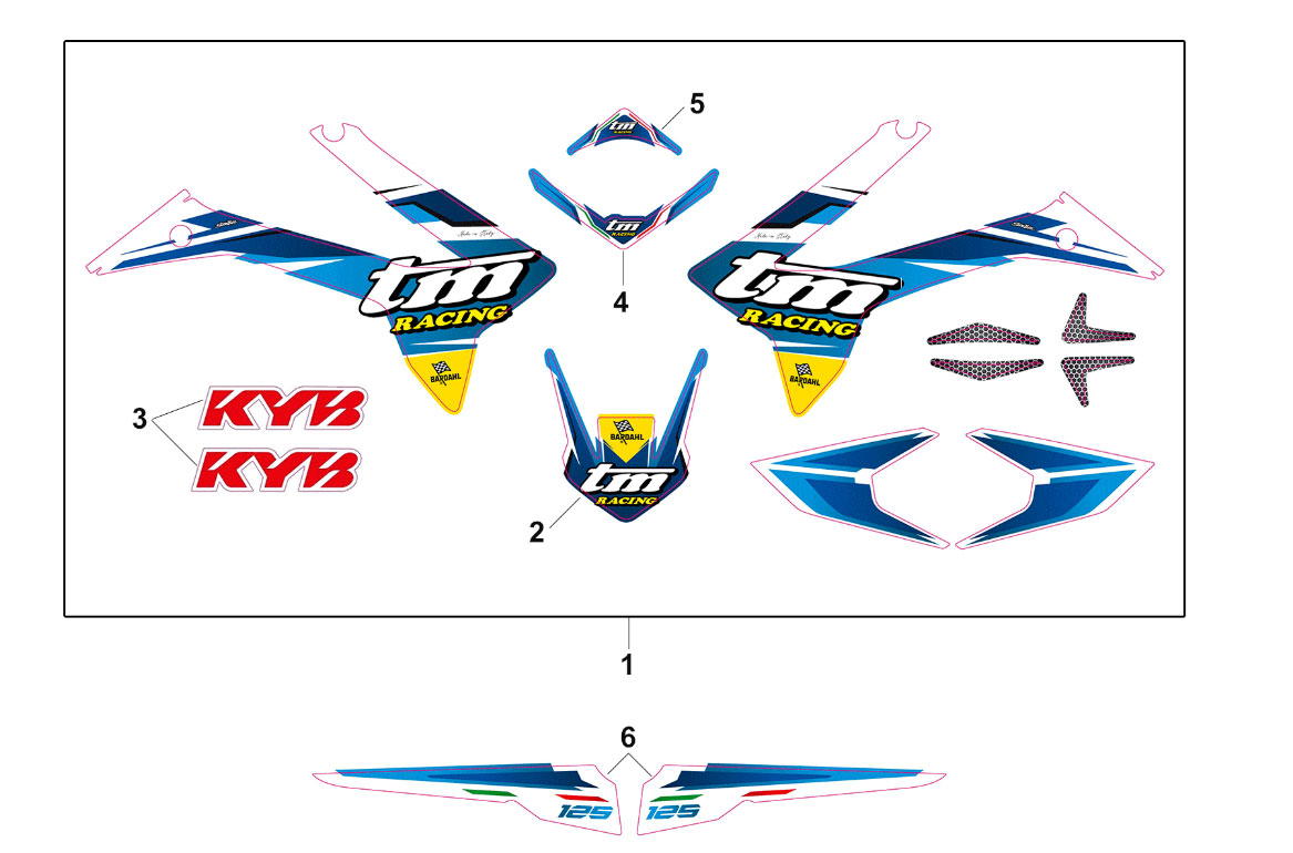 2T 125 EN/MX/SMR 2019 - TELAIO - KIT ADESIVI