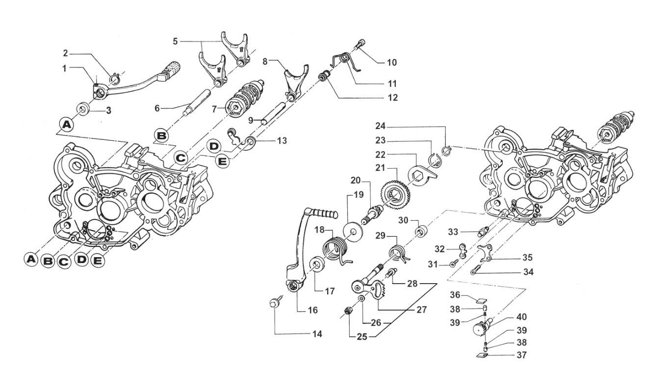 2T 125/144 MX 2008 - MOTORE - FORCHETTE CAMBIO E MESSA IN MOTO