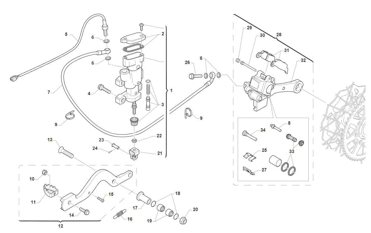 2T 125/144 EN 2019 - TELAIO - FRENO POSTERIORE