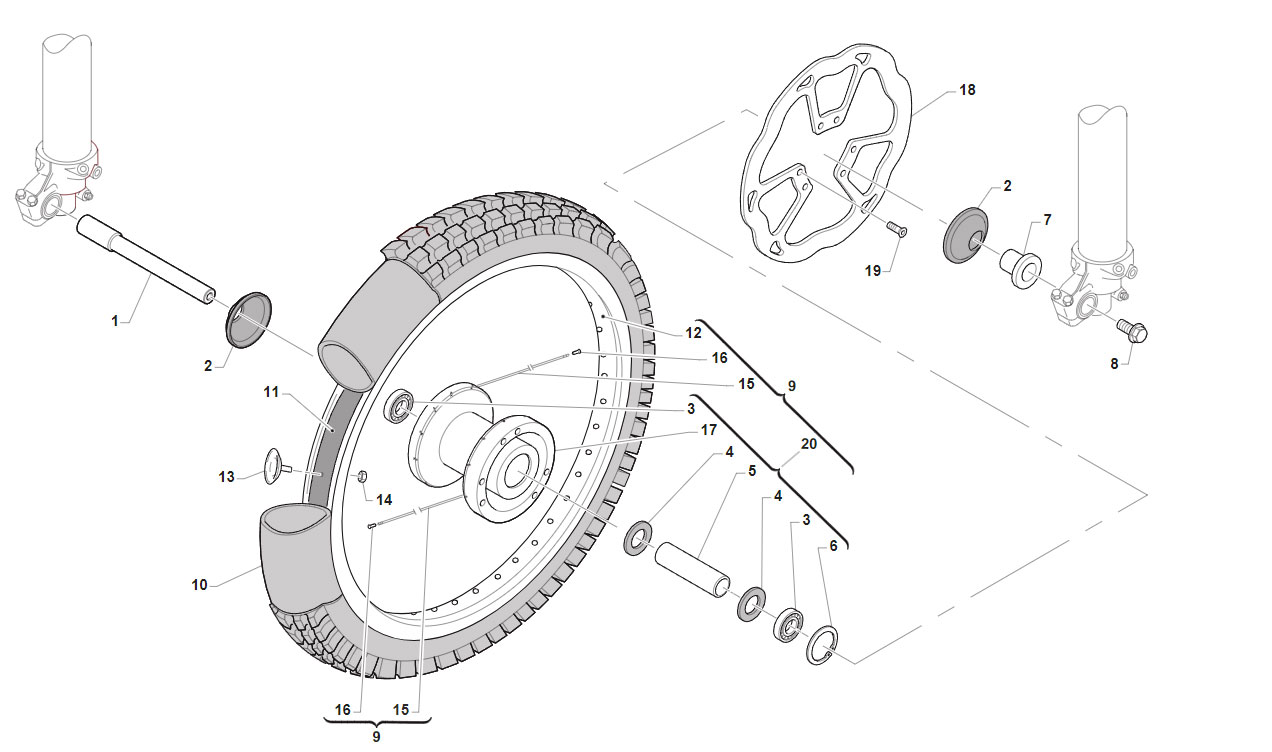 2T 125/144 EN 2019 - TELAIO - RUOTA ANTERIORE