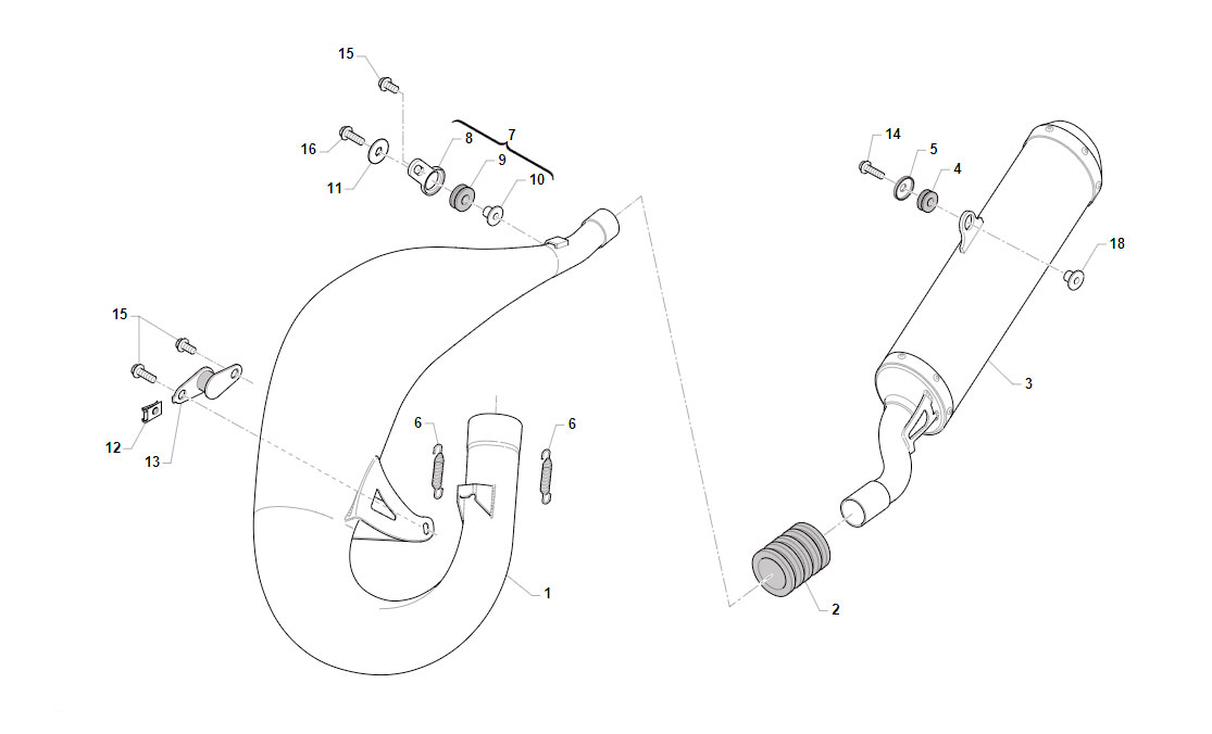 2T 125 FI SMR / 2T 144 EN/FI EN 2025 - TELAIO (125 FI SMR: EURO 4 E 5) - SCARICO 