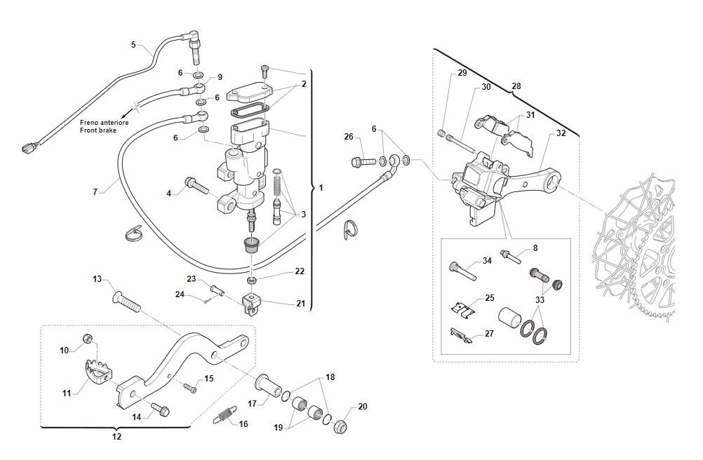 2T 125 Fi SMR 2020/2021 - TELAIO - FRENO POSTERIORE
