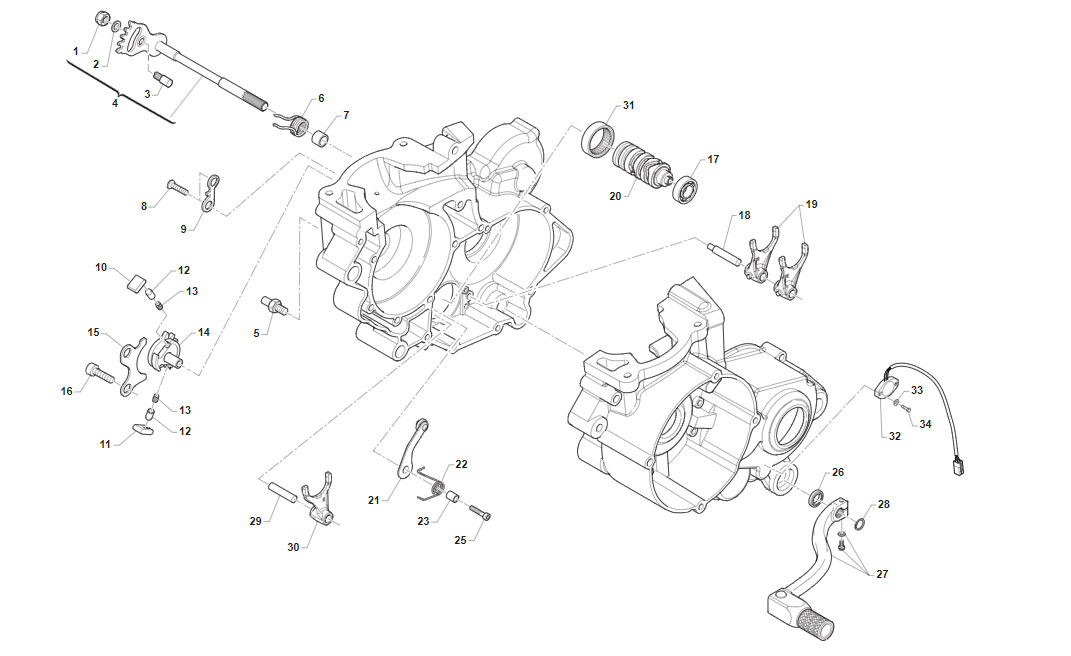 2T 125 FI EN/SMR DAL 2020 AL 2024 - MOTORE - COMANDO CAMBIO