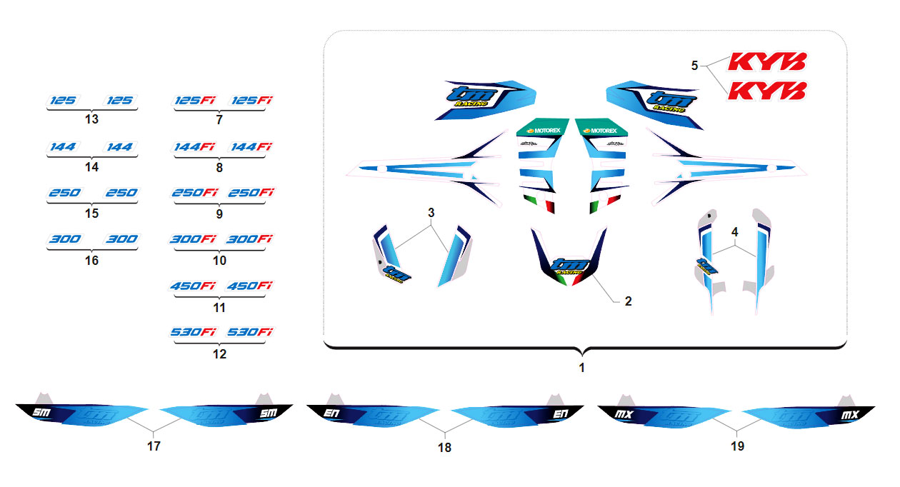 2T 125 FI SMR 2023 - FRAME EURO 4 - ADHESIVE KIT