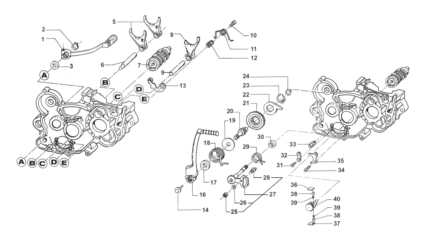 2T 125 MX DE 2015 A 2019 - MOTOR - HORQUILLA DE CAJA DE CAMBIOS