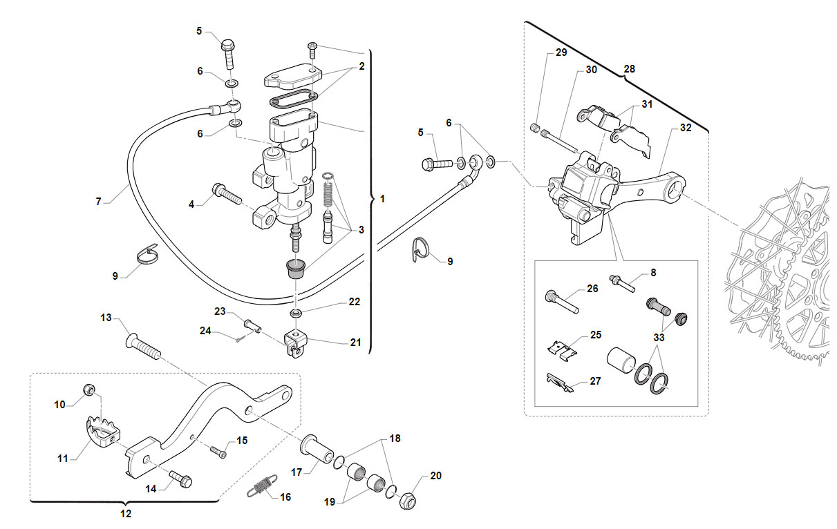 2T 125/144 MX 2019 - TELAIO - FRENO POSTERIORE