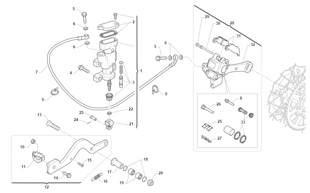 2T 125/144 MX 2020/2021 - TELAIO - FRENO POSTERIORE