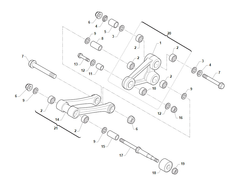 2T 125/144 MX FROM 2019 TO 2021 - FRAME - LEVERS
