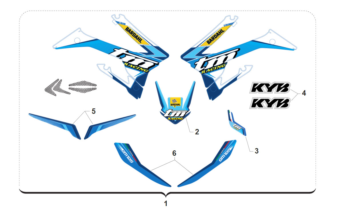 2T 125 SMR 2020 - TELAIO - KIT ADESIVI
