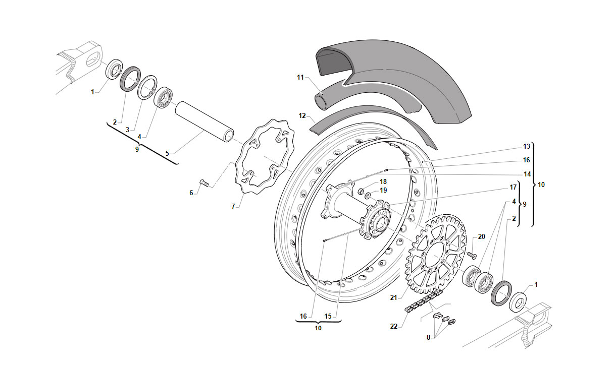2T 125 SMR 2019/2020 - FRAME - REAR WHEEL