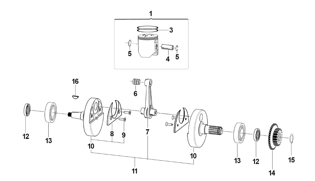 2T 250 EN 2020/2021 - ENGINE 5M - CRANKSHAFT-PISTON