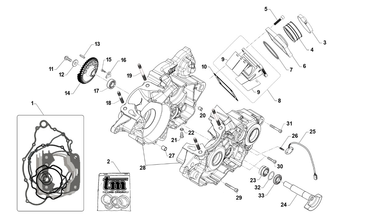 2T 250 EN 2020/2021 - ENGINE 5M AND 6M - CRANKCASE-COUNTERSHAFT