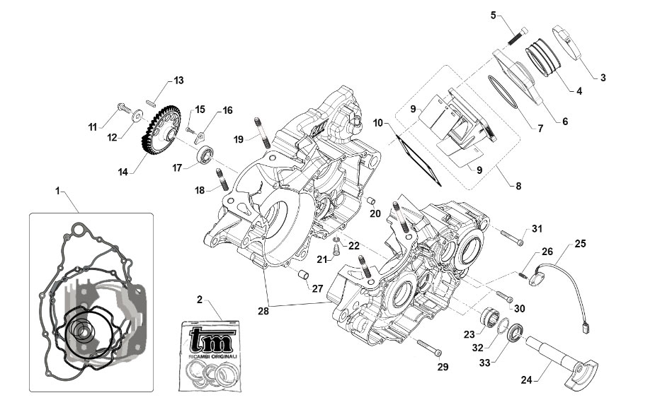 2T 250 ES EN/MX / 250 FI ES EN 2019 - MOTORE - BASAMENTO-CONTRALBERO