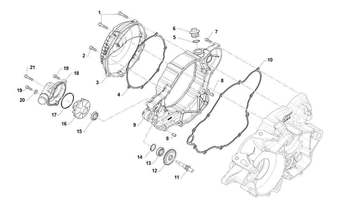 2T 250/300 ES EN/MX / 250/300 FI ES EN 2019 - MOTORE - CARTER FRIZIONE