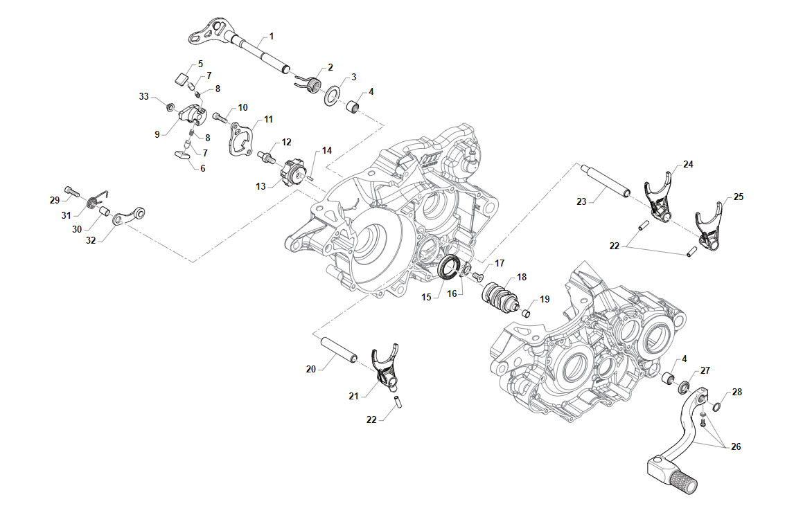 2T 250/300 ES EN/MX / 250/300 FI ES EN 2019 - MOTOR - HORQUILLAS DE CAJA DE CAMBIOS