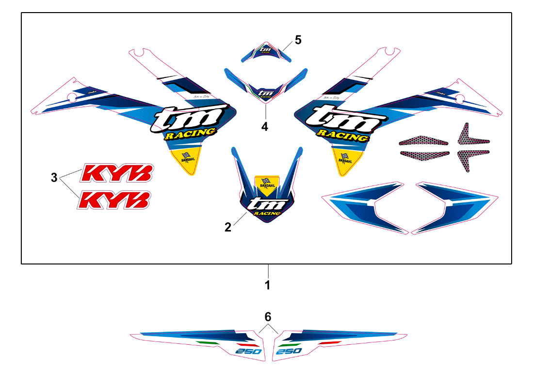 2T 250 ES EN/MX 2019 - TELAIO - KIT ADESIVI
