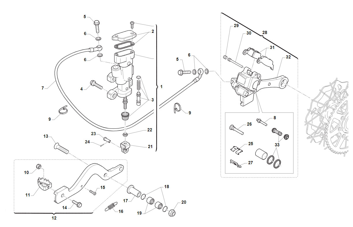 2T 250/300 MX 2015 - TELAIO - FRENO POSTERIORE
