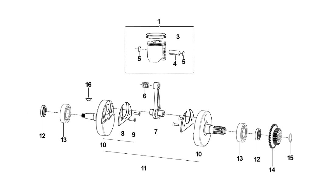 2T 250 Fi EN 2020/ 2T 250 FI EN 2021 - MOTOR 5M - CIGÜEÑAL-PISTÓN