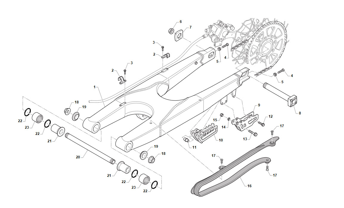 2T 250/300 Fi EN 2020/2021 - FRAME - REAR SWING ARM