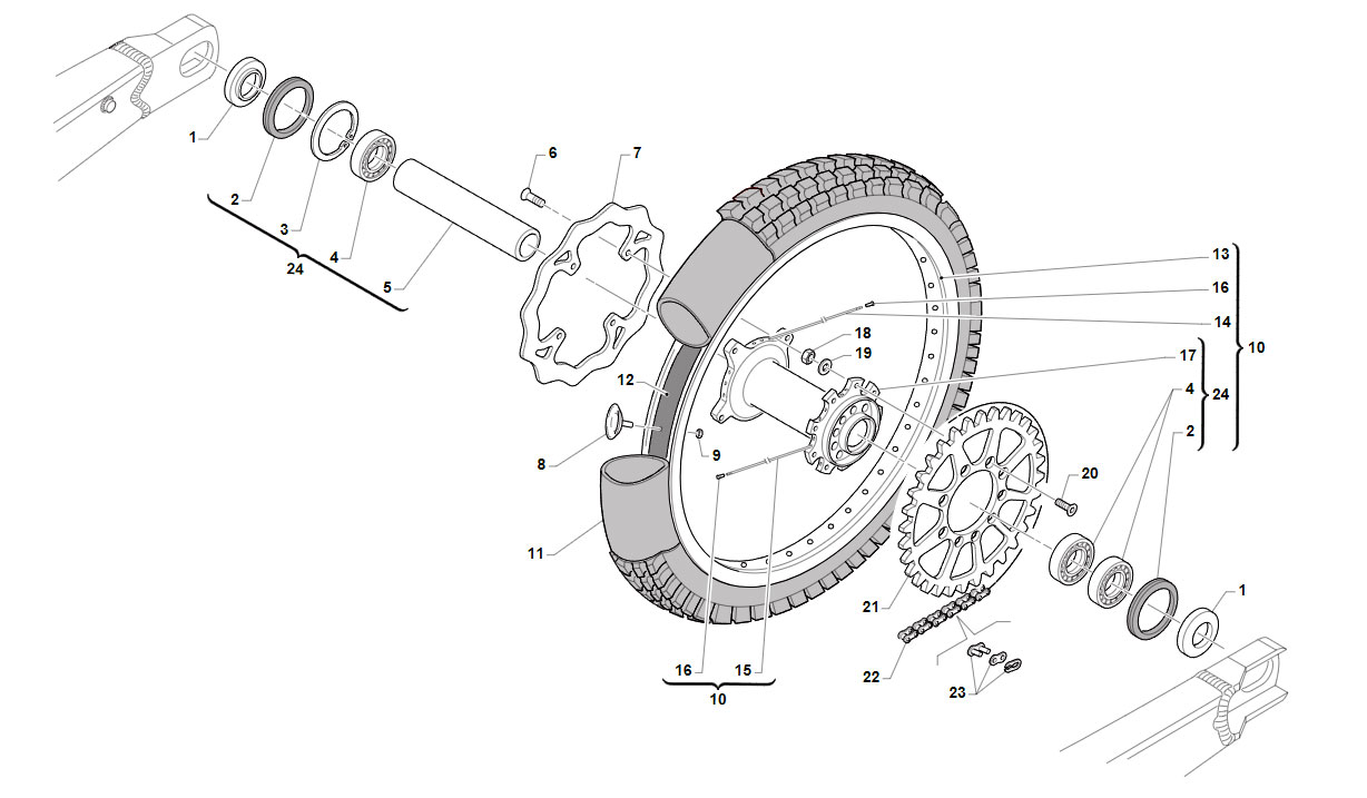 2T 250/300 Fi EN 2020/2021 - FRAME - REAR WHEEL