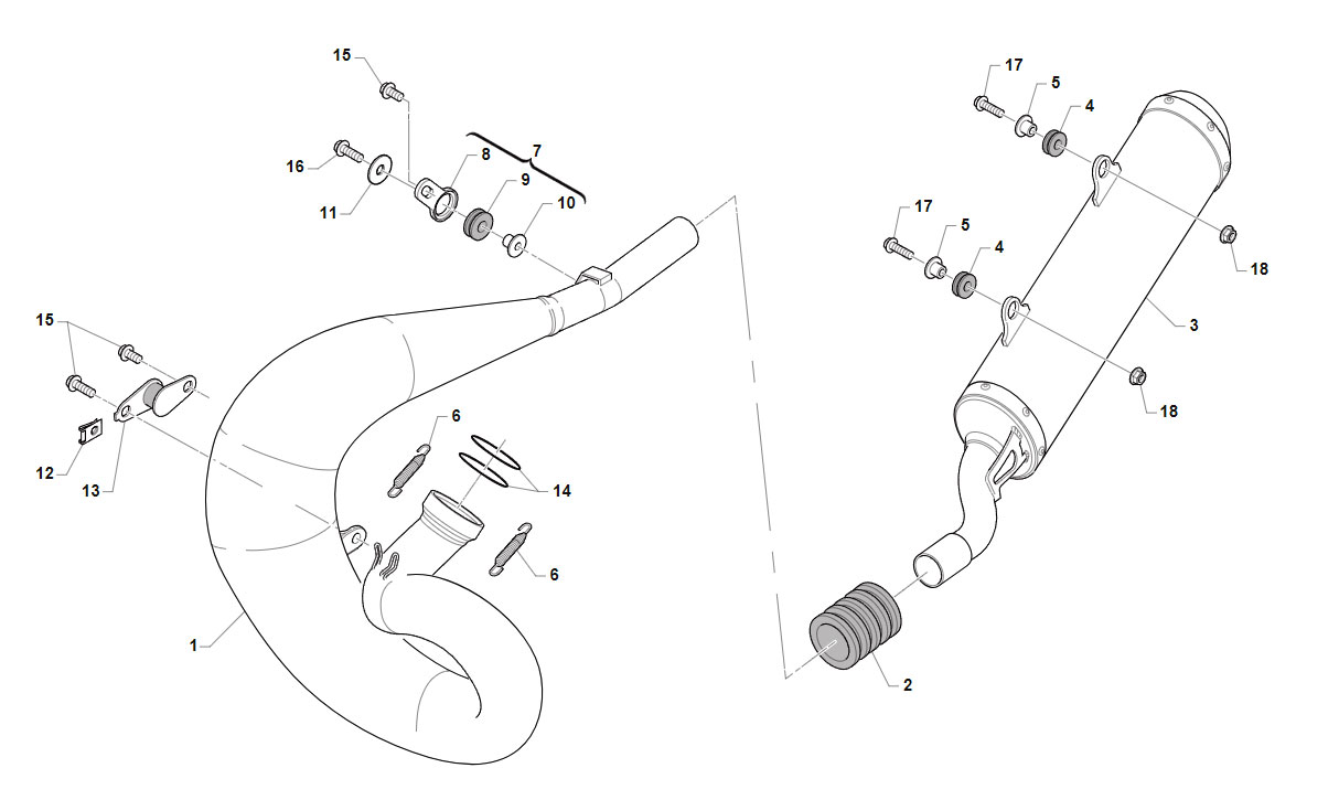 2T 250/300 Fi EN 2020/2021 - FRAME - EXHAUST SYSTEM