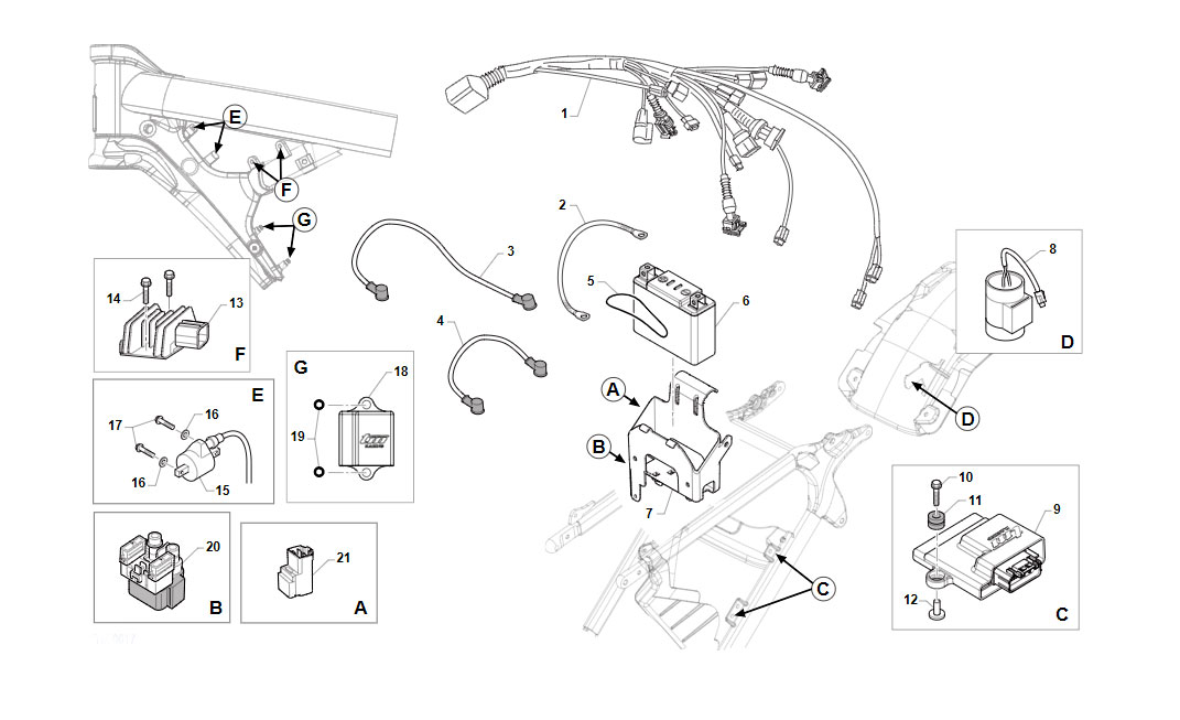 2T 250 FI EN 2024 - FRAME - CABLES HARNESSES