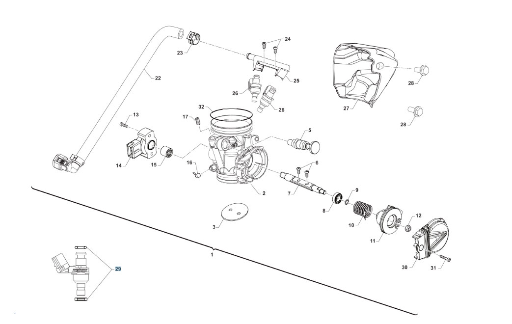 CUERPO DEL ACELERADOR - 2T 250/300 FI EN/SMR 2024