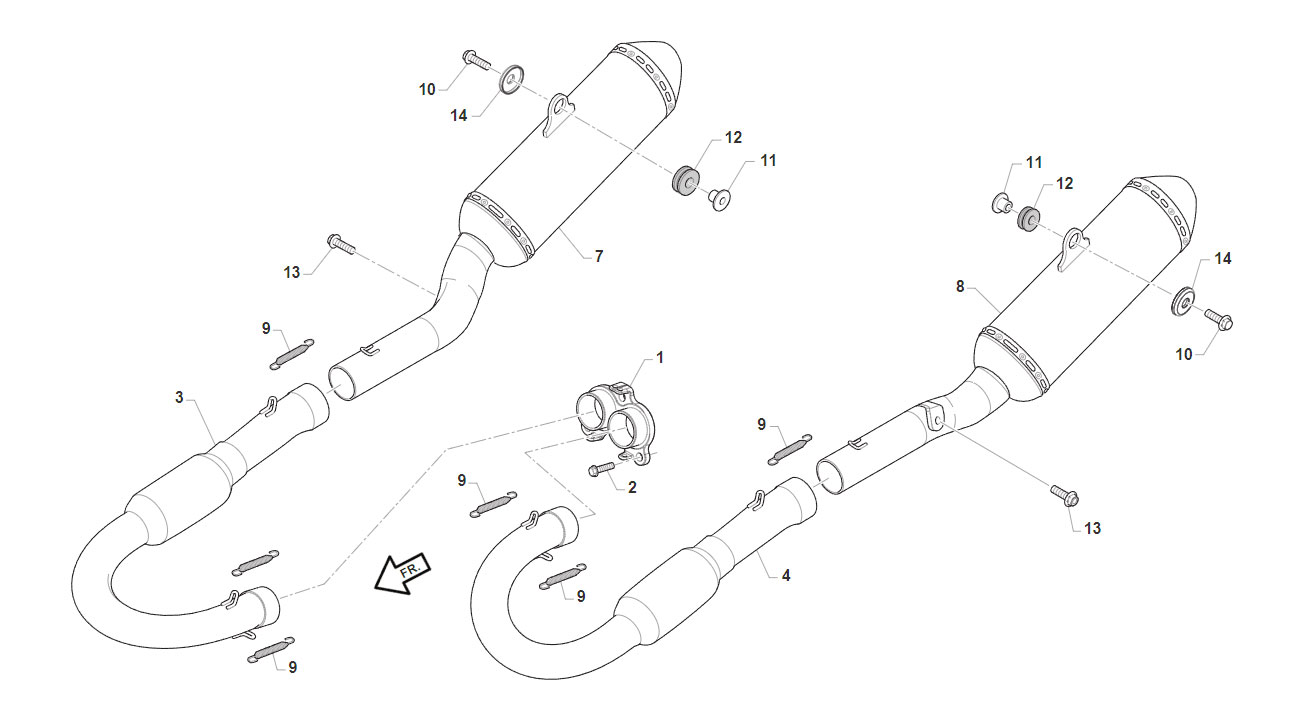 4T 250/300 FI EN TWIN 2024 - FRAME - DOUBLE EXHAUST SYSTEM
