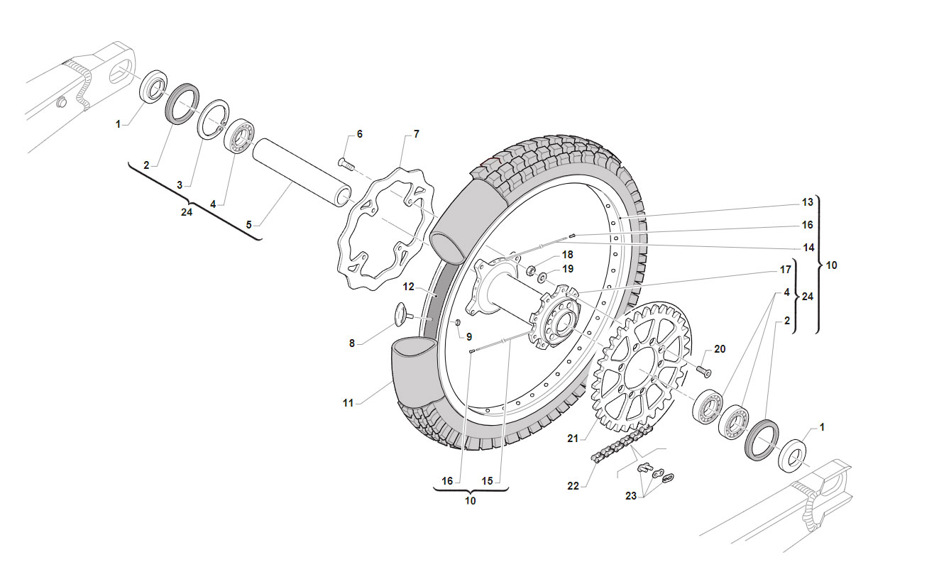2T 250/300 FI ES EN 2019 - FRAME - REAR WHEEL