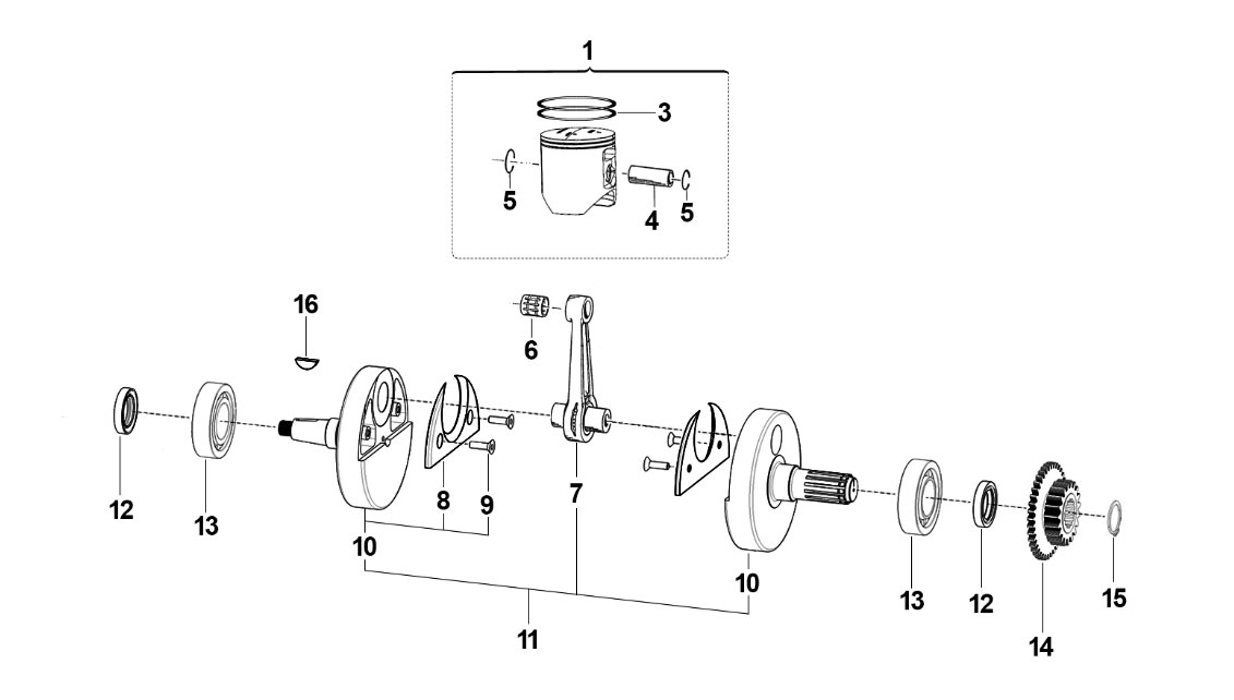 2T 250 MX 2020/2021 - ENGINE - CRANKSHAFT-PISTON