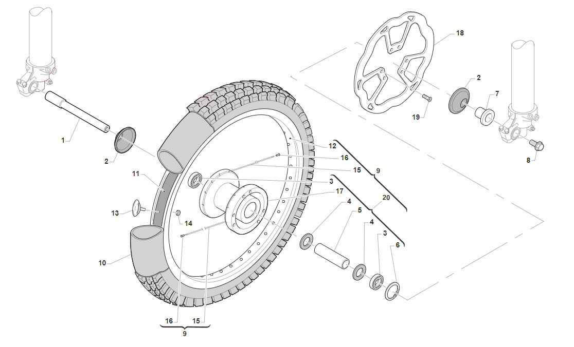2T 250/300 MX 2020/2021 - FRAME - FRONT WHEEL