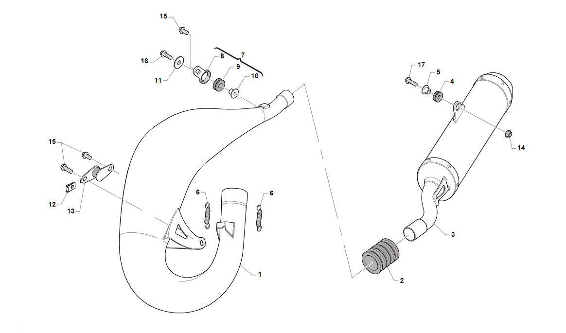 2T 85/100 MX JUNIOR 2018 - FRAME - EXHAUST SYSTEM