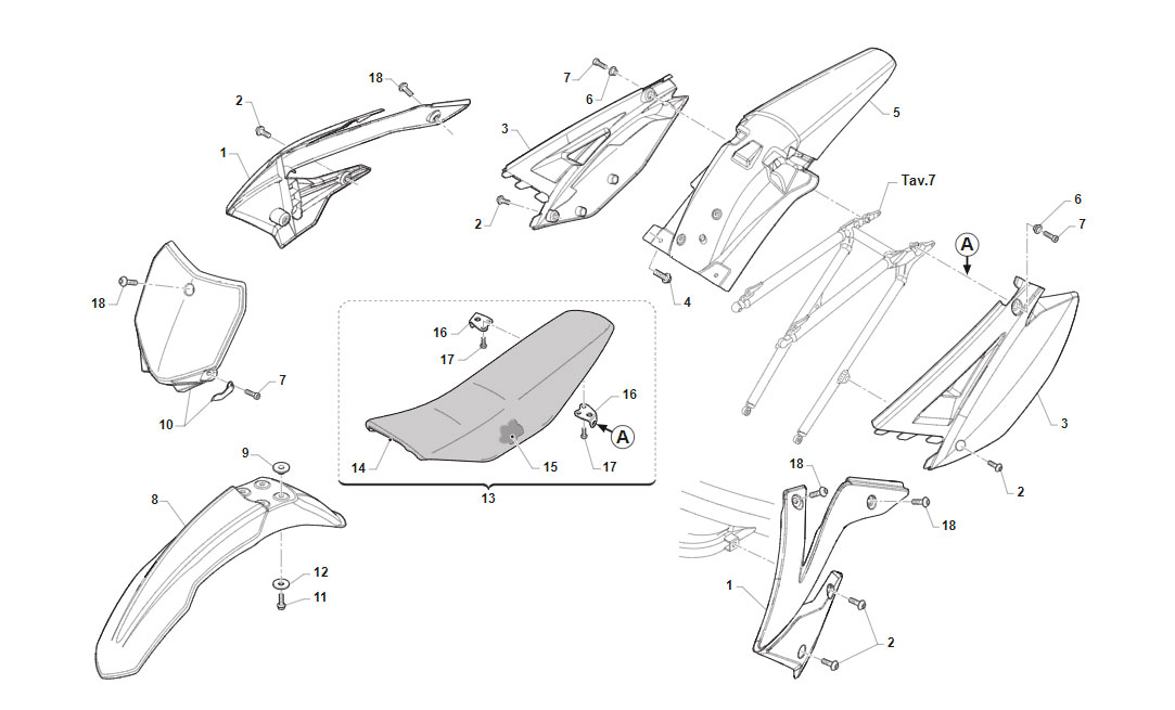 2T 85/100 MX JUNIOR FROM 2015 TO 2021 - FRAME - PLASTICS AND SEAT