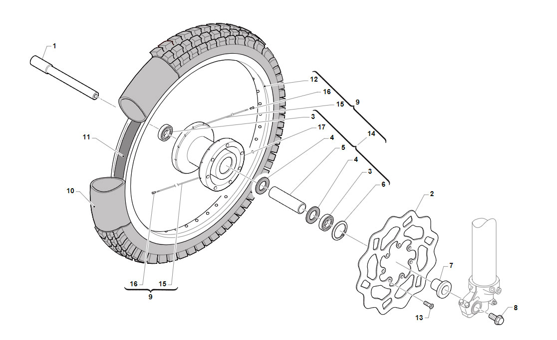 2T 85/100 MX JUNIOR 2020/2021 - FRAME - FRONT WHEEL 