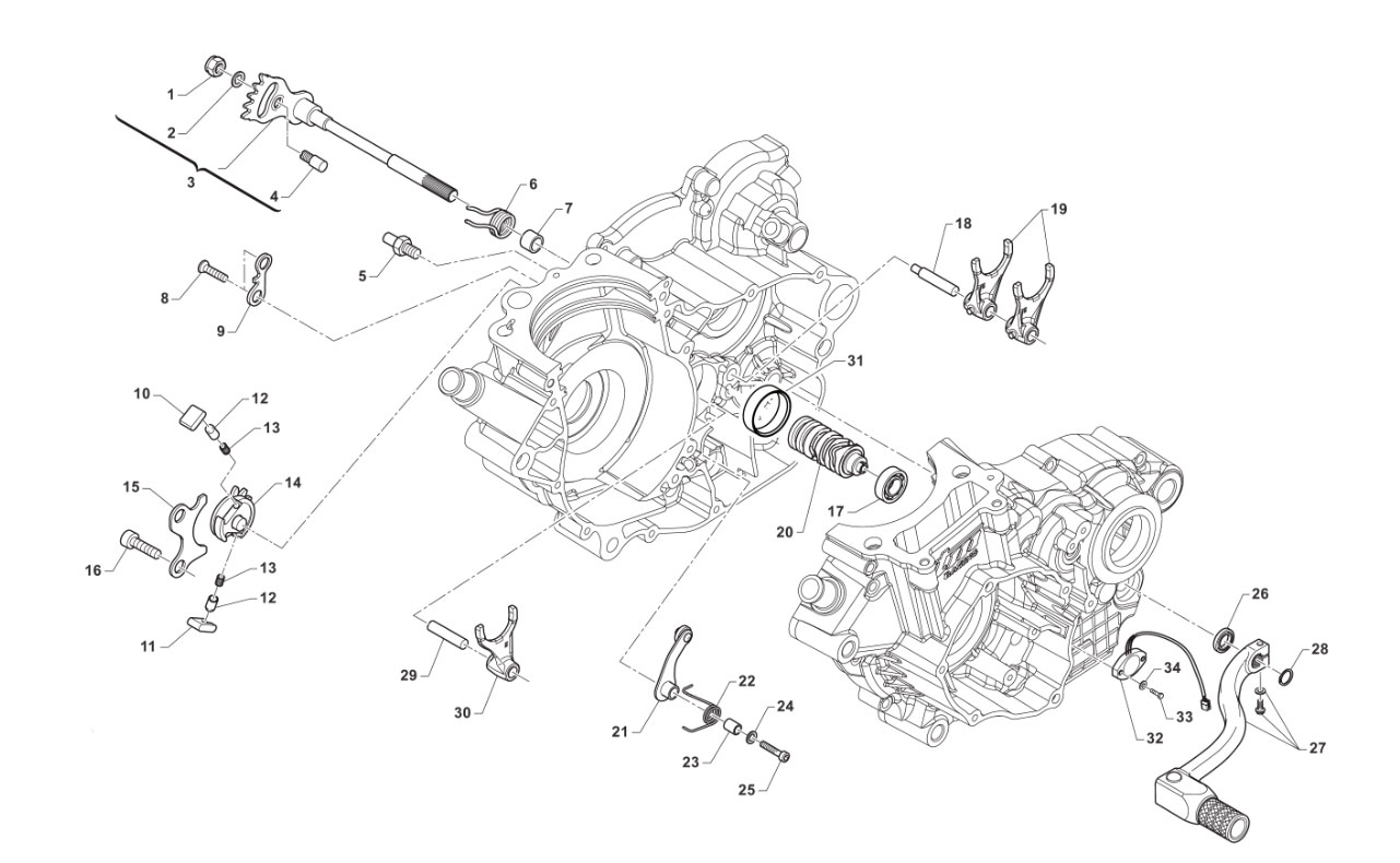 4T 250 FI EN FROM 2015 TO 2019 - ENGINE - GEARSHIFT MECHANISM