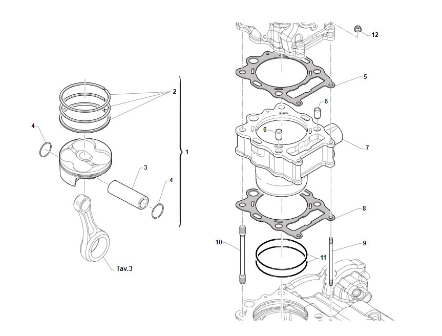 4T 250 FI EN TWIN DE 2019 A 2024 - MOTOR - CILINDRO-PISTON