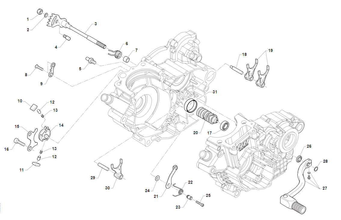 4T 250 FI EN TWIN 2022/2023 - MOTORE - COMANDO CAMBIO