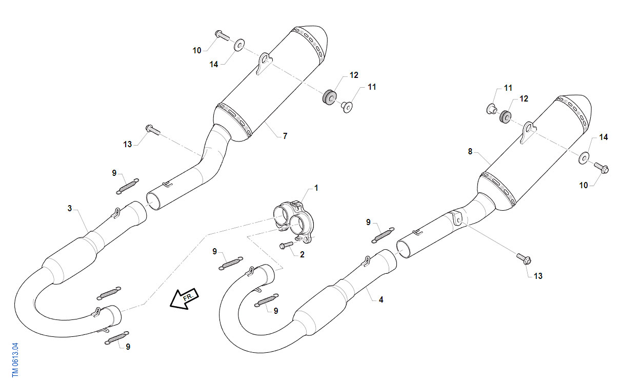 4T 250/300 FI EN TWIN 2023 - FRAME - EXHAUST SYSTEM
