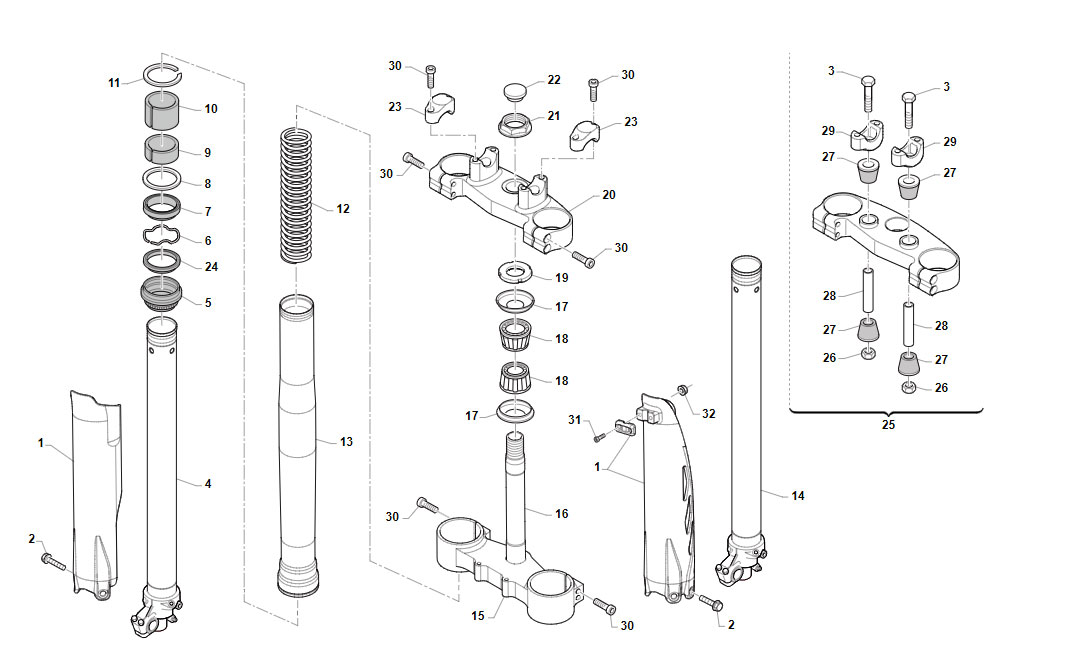 4T 250/300 FI EN TWIN 2020/2021 - FRAME - FRONT FORK ASSEMBLY